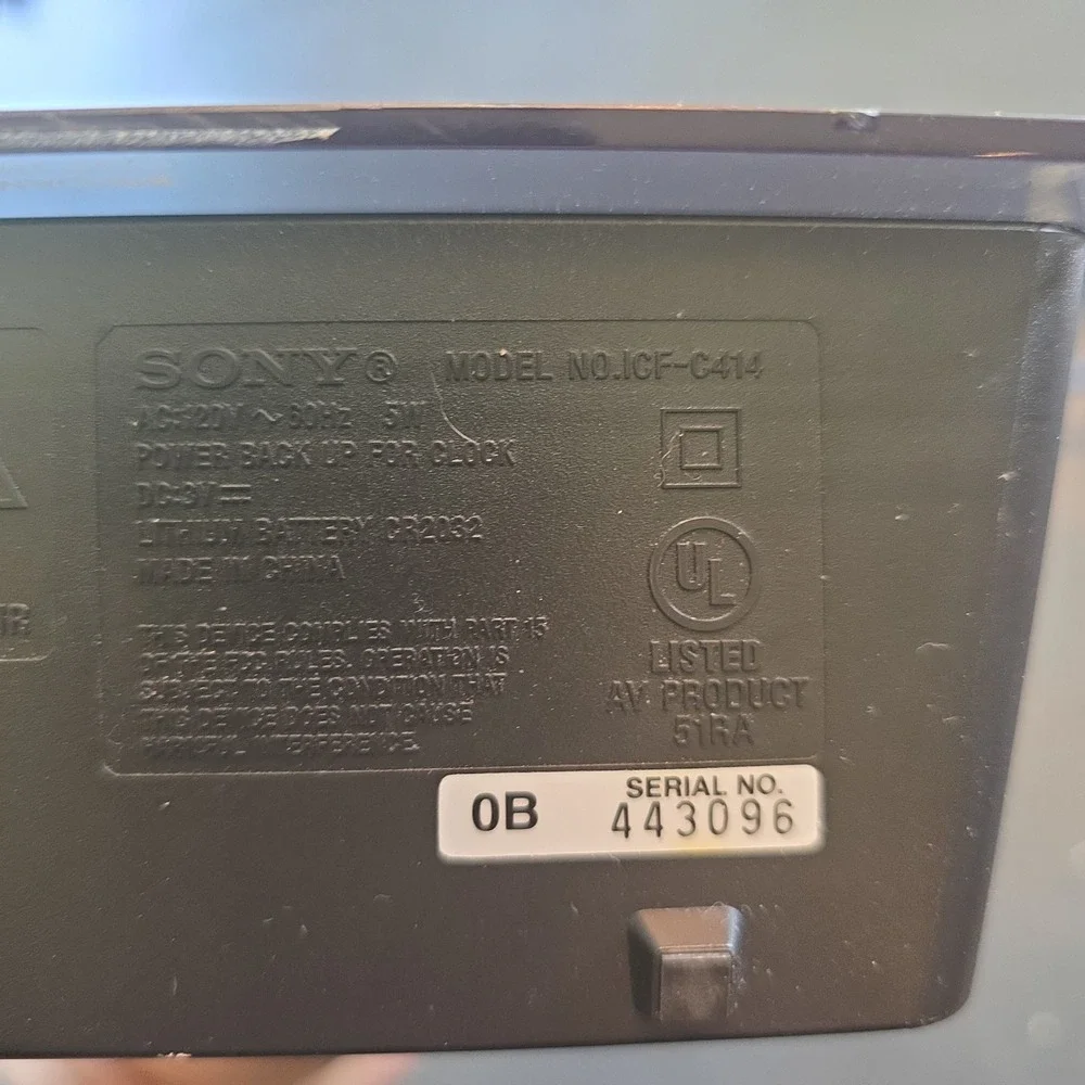 Sony Dream Machine ICF-C414 Dual Alarm Clock Radio AM FM Black Auto Time Set